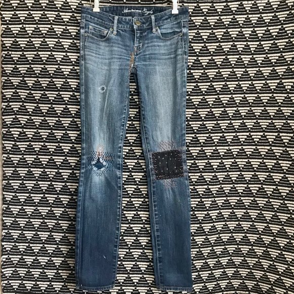 AE mended&patched Lo-rise jeans, 2 - Picture 2 of 14